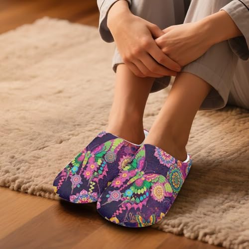 Butterfly Home Furry Slippers for Women Slip-on Winter Indoor House Shoes Comfort Slipper for Winter4