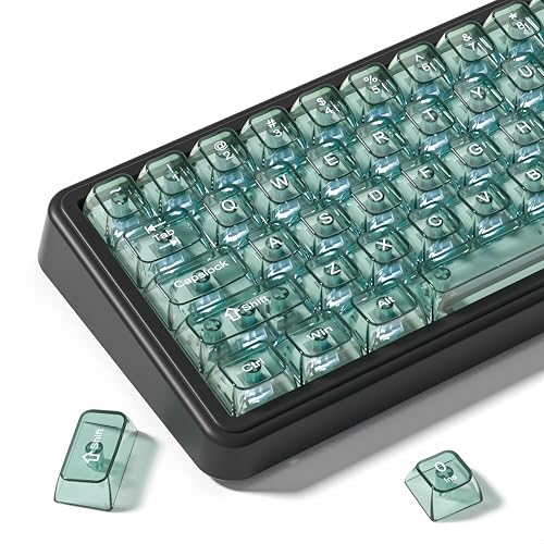 Image of dagaladoo Mint Green Clear keycaps,Transparent Keyboard keycaps,Jelly Key caps Set,Shine Through keycap，MDA Profile Keyboard caps for Mx Switches Mechanical Keyboard(115key)