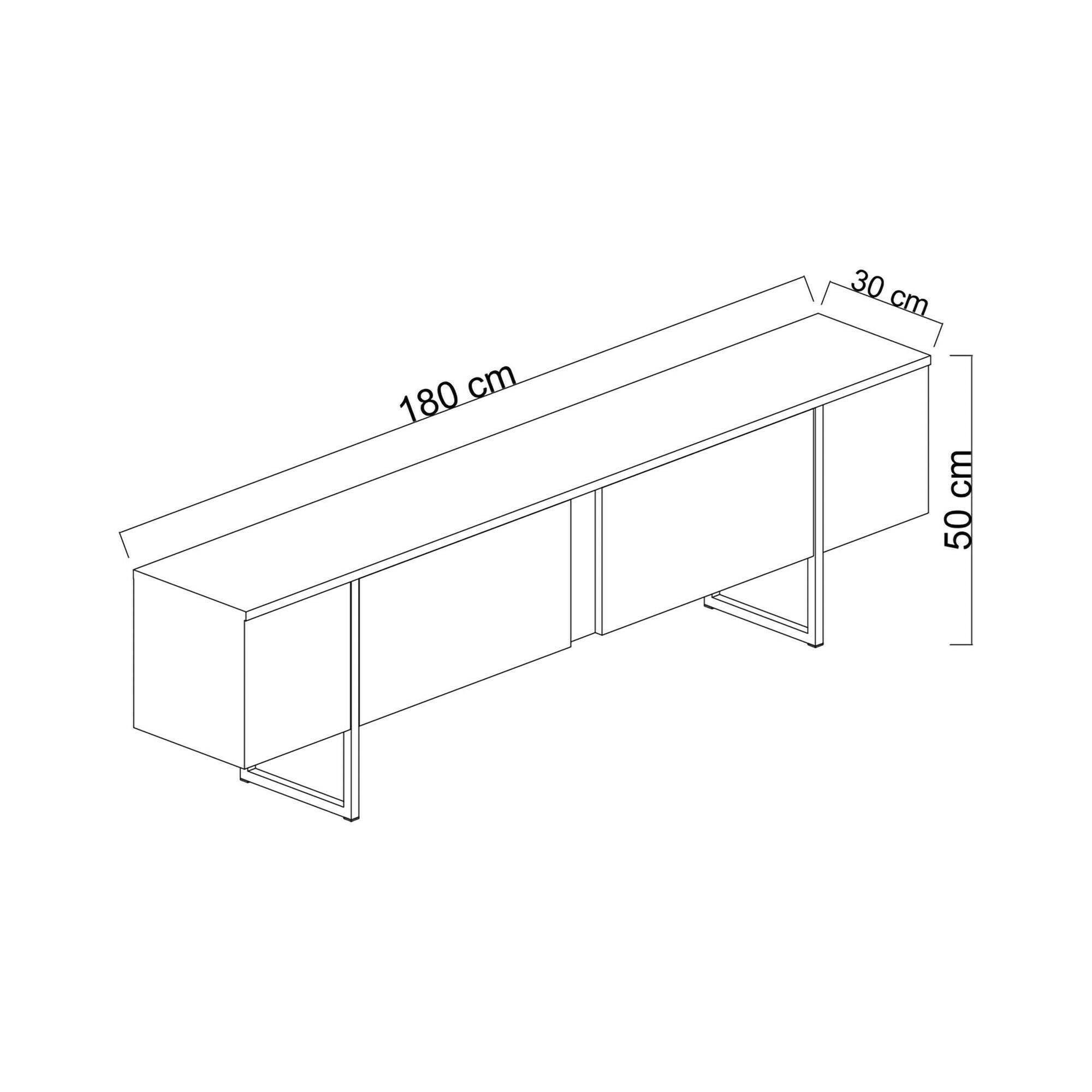 Dmora Mobile Porta Centaurus, Credenza da Soggiorno, Armadio Basso per TV, Base Parete attrezzata, 180x30h50 cm, Antracite e Nero