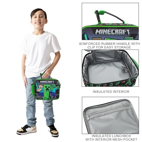 Image of Bioworld Minecraft Creepers and Block Characters Insulated Lunch Kit