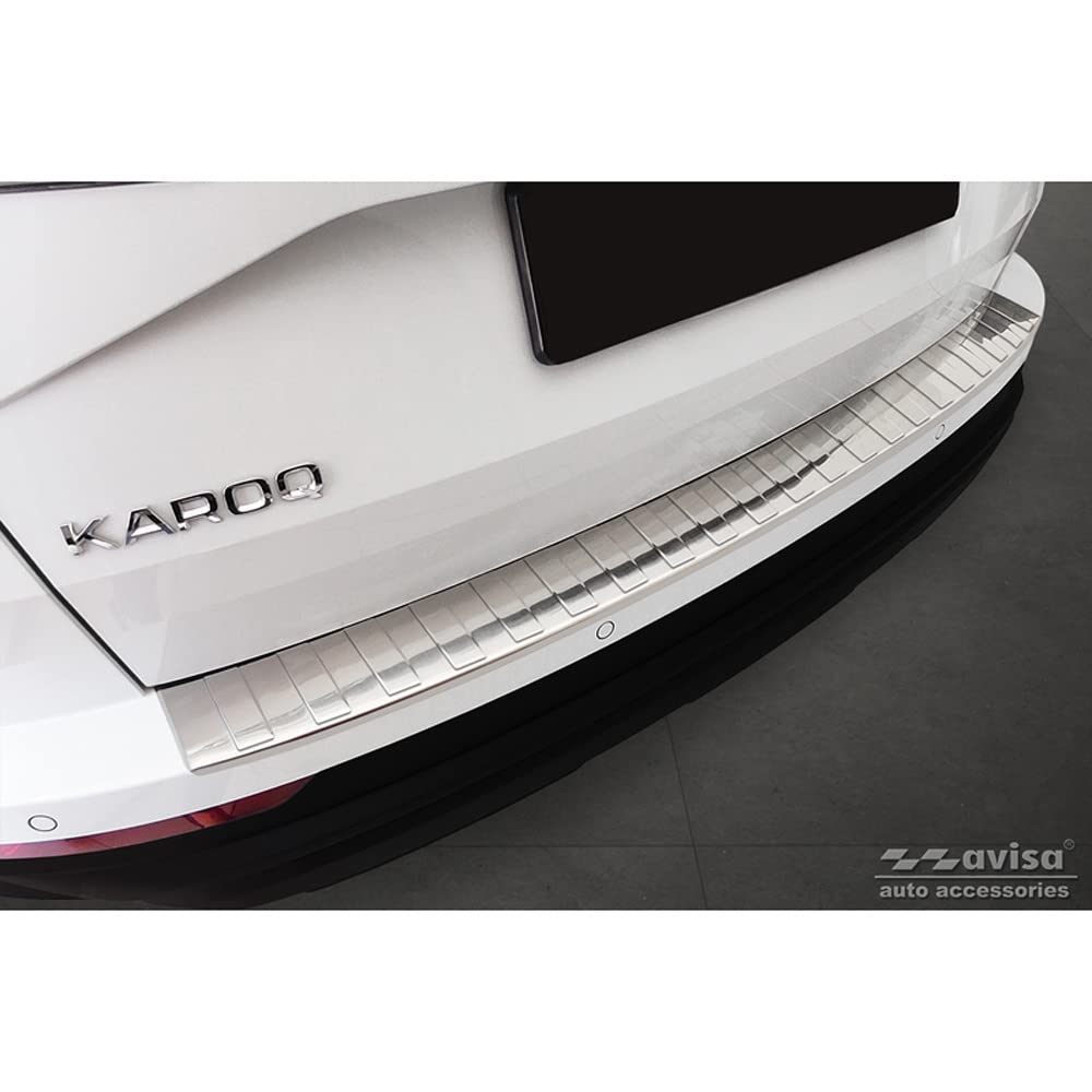 Avisa Stainless Steel Rear bumper protector compatible with Skoda Karoq Facelift 2022- + Sportline Facelift 2022- 'Ribs'