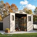 HOOOWOOO 8X10 Large Outdoor Storage Shed with Floor,Waterproof Plastic Resin Garden Tool Shed,Walk in Backyard She Shed with Window Lockable Door for Outside Patio Lawn