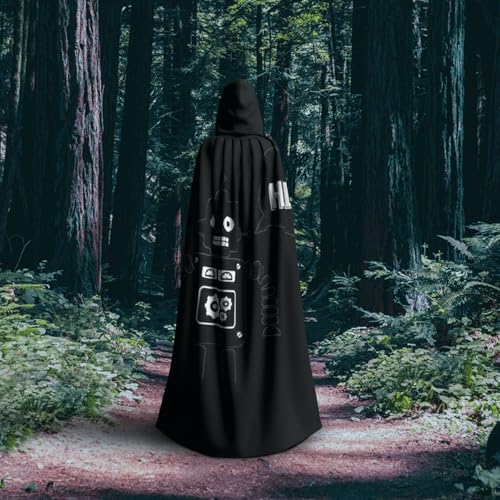 Cape de corbeau et sorcière avec capuche style robot noir