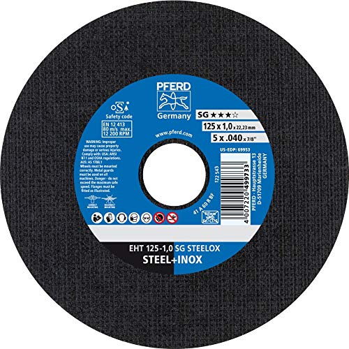 Disques à tronçonner PFERD EHT 125-1,0 SG STEELOX 61341112 pour découpe tôle et tube métal