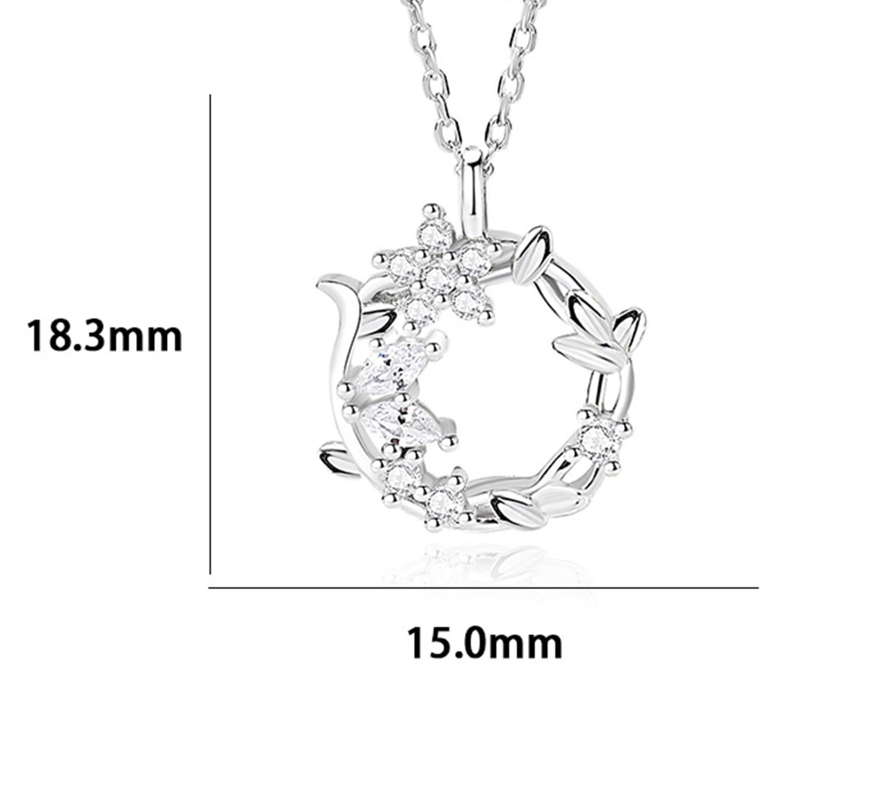 9K Weißgold Halskette Damen, Lab Grown Diamant Kranz Anhänger Halskette Echt Gold AU375