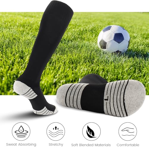 Ultrafun 4 Pairs Soccer Socks Cushioned Knee High Team Sports Football Socks for Men Youth Kids2