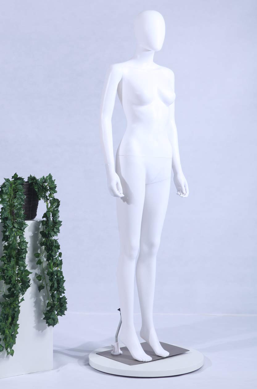 Eurotondisplay Mannequin De Vitrine Femme FC-4W Blanc Mat Sans Visage, Bras Et Tête