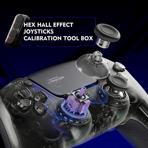 Image of HEXGAMING ULTIMATE PRO Controller Compatible with ps5, Explorer Black | Hall Effect Joysticks, Adjustable Triggers, 4 Remappable Buttons, 6 Profiles, 8 Swap Sticks, PC Compatible, Wireless Gaming