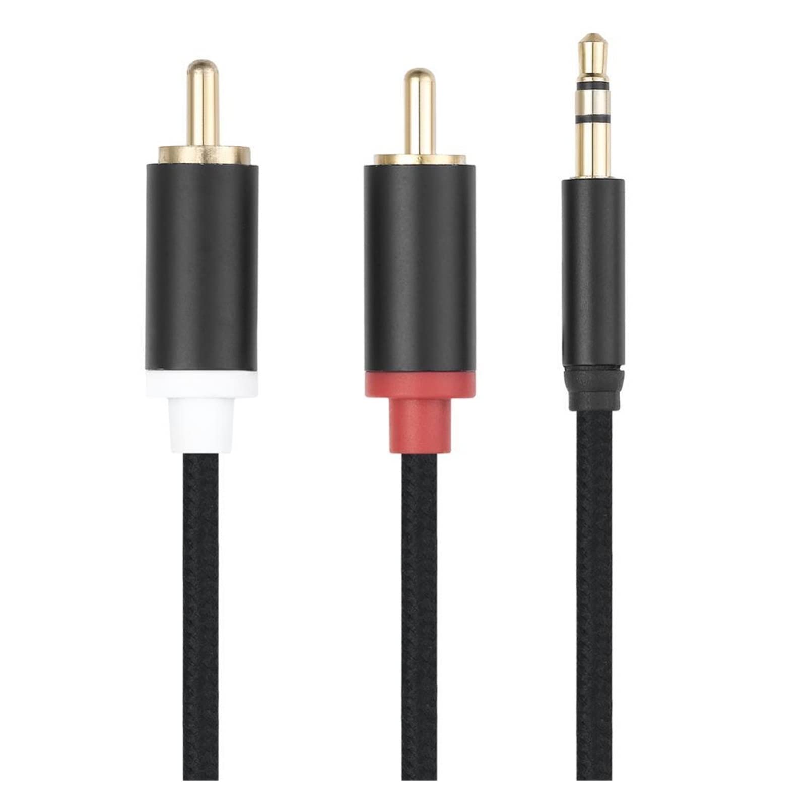 Câble jack 3.5mm vers 2RCA mâle stéréo anti-interférence pour haut-parleurs