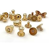 「ギ5」 ２０個(組)入 ギボシ ネジ式 頭直径5mm 真鍮 ギボシ リベット 組ネジ スクリュー 留め具 レザークラフト 金具 革 手芸 パーツ ギボシ 頭径5mm,マットゴールド