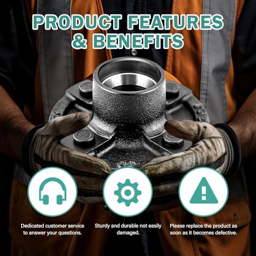 JADODE 4 on 4 Trailer Hub Kit for 2000 lbs Axle, Fits 1" Trailer Axle, 4x4 Trailer Idler Hub Kit with Extra Cap & Rubber Plug,ONLY fits 2000lbs - Thumbnail 5