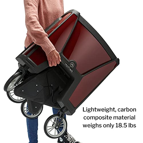 Motivo Tour Rolling Walker For Seniors, Upright - Folding 4-Wheel Rollator With Tray, Cup Holders, Seat, Storage - 300 Lbs Limit, Ruby Red, 24 In X 32 In, 1 Count #TOP4