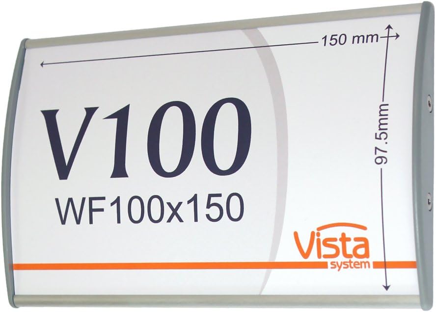 SET OF 4, OFFICE SIGN HOLDER FOR WALL OR DOOR MOUNT NAME PLATE FRAME DISPLAY CURVATURE PLAQUE SILVER ALUMINUM, 4.00" W x 6.00" H : Office Products