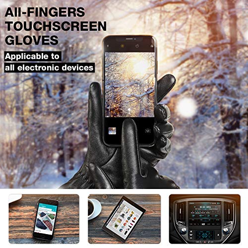 vislivin Vollhand Touchscreen-Handschuhe für Damen Leder Handschuhe Warmer Winter SMS Autofahren Handschuh Schwarz M