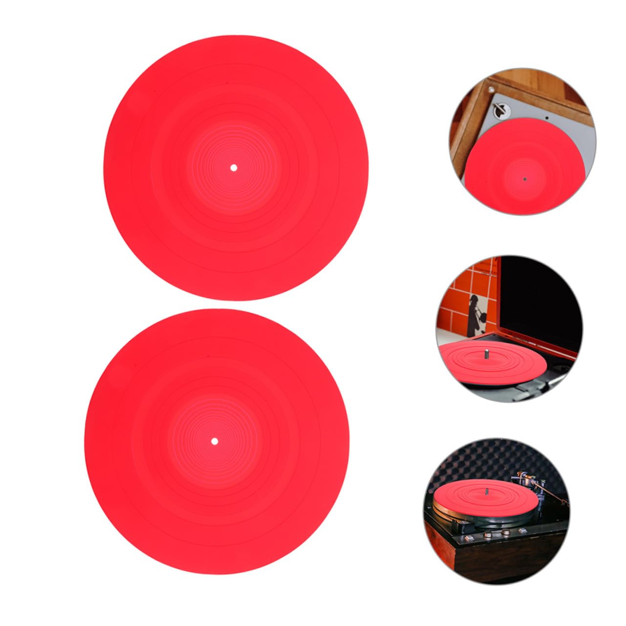 POPETPOP 2 pezzi Tappetino Antistatico in Silicone per Giradischi Protezione Dischi Vinile con Design Retro Antiscivolo e Anti-statico per Sostituzione Pad Giradischi