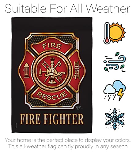 Fire Fighter Garden Flag - Set with Stand Armed Forces Firefrighter Fireman Department Rescue Red Line Hero Support - House Decoration Banner Yard Gift Double-Sided Made in USA 13 X 18.5 by Breeze Decor - Image 12
