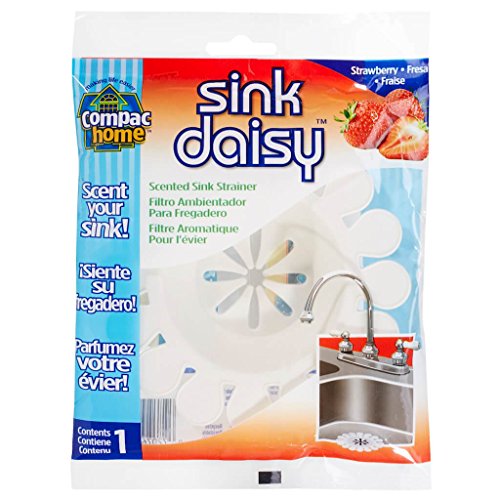 Compac Sink Daisy Scented Kitchen Sink Strainer infuses & Freshens Your Sink, Must Have Kitchen Sink Accessories, Sink Drain Strainer - Catcher, White, Strawberry Scent, 12 Count, (Pack of 12)