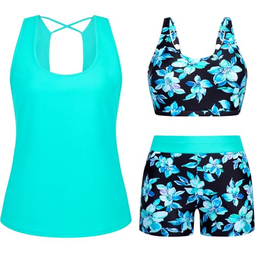Arolina Bathing Suits for Women Over 50 Modest 3 Piece Swimsuits Tankini Bathing Suit with Tankini...