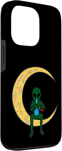 Miniatura 3 de Funda de regalo de cannabis CBD para iPhone 13 Pro Alien Smoking Bong High Moon Cool Weed CBD