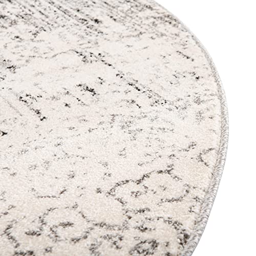 Image of Unique Loom Del Mar Collection Area Rug - Jennifer (4' 1 inch Round, Gray / Black)