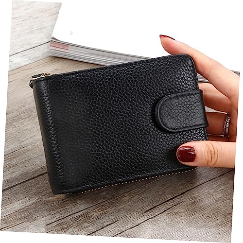 1pc Leather Zipper Wallet Purse Credit Card Holder Multiple Slots Compact Design for Everyday Use for Men and Women Black3