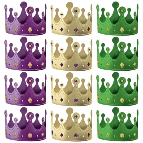 Mardi Gras Multicolor Glittering Foil Crowns - 4