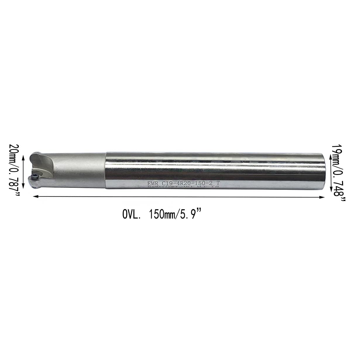 GBJ EMR R4 Round Nose Indexable End Mill Holder Milling Cutter Arbor for RPMT08 Carbide Inserts Holder milling Face milling Slotting (6pcs Sets of EMR C10-10-C20-20)