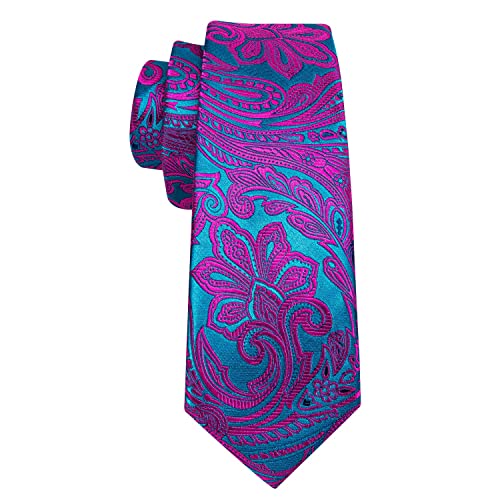 Image of Barry.Wang Men Ties Paisley Woven Silk Necktie Set with Pocket Suqare Cufflinks Formal