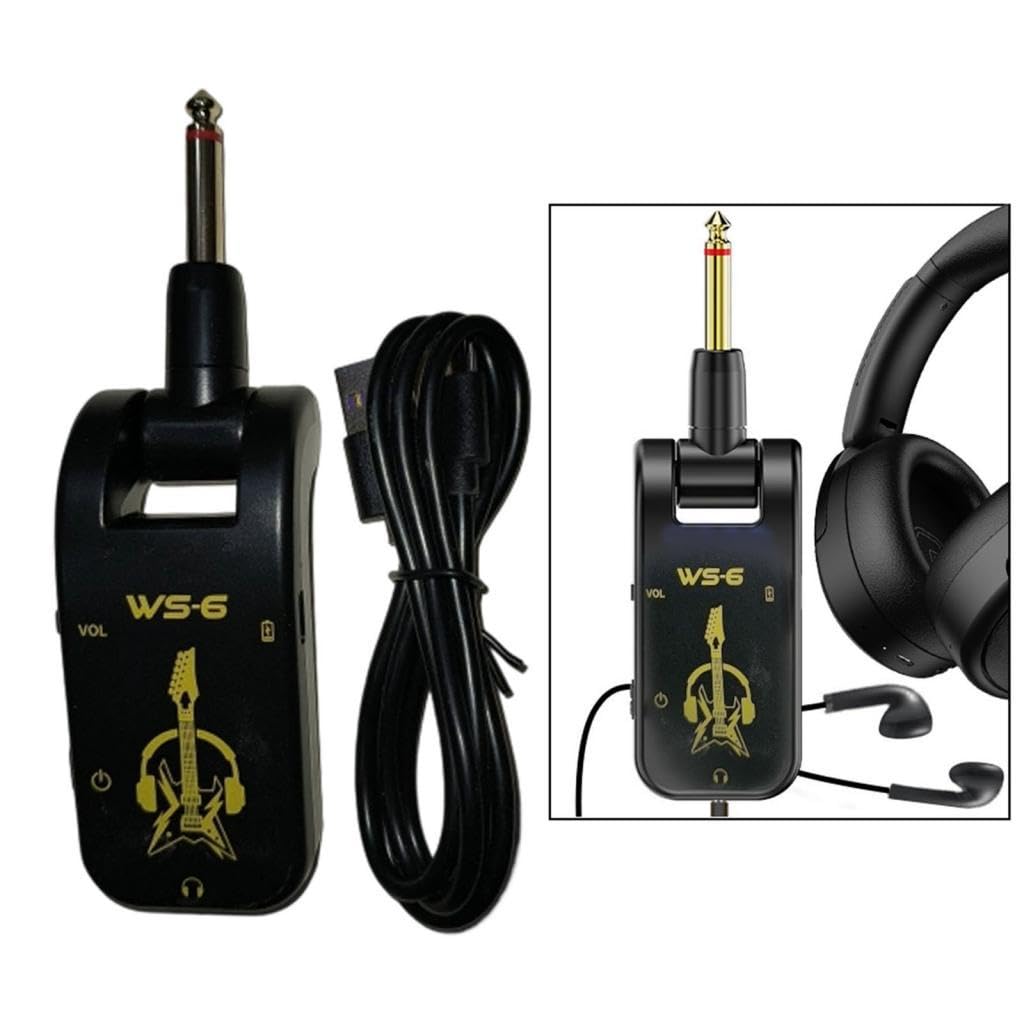 F Fityle Amplificador de auriculares para guitarra, portátil, ligero, para guitarra eléctrica y bajo, pequeño y silencioso, recargable.