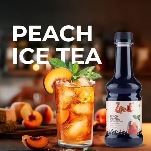 Image of Zone Peach Iced Tea Syrup 300ml | Fresh Natural Flavor for Mocktails, Cocktails, Lemonades, Iced Teas & More | 12+ Flavours
