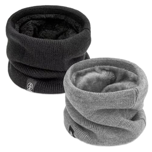 YUVKIN Bufanda Invierno Unisex, 2 piezas, Peludo y amigable con la piel, Suave, Braga Cuello, Calentador de Cuello de Doble Capa, Perfecto regalo de Navidad y cumpleaños para mujeres, Pañuelo Mujer