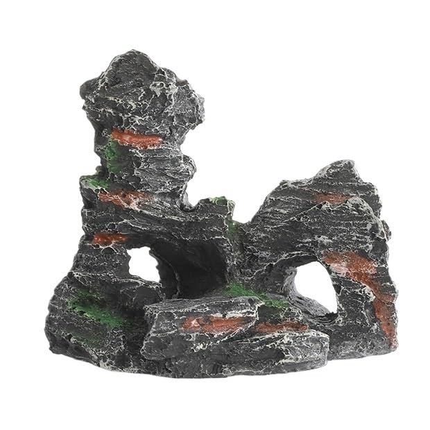 Grottes et cachettes d'aquarium en roche réaliste avec plateforme de repos pour reptile, 2pcs