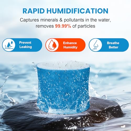 Image of 4 Pack Humidifier Wicking Filter Replacement 2.0 for Canopy Bedside | and Nursery Humidifier 2.0, Wood Pulp & Paper Filter (Blue)