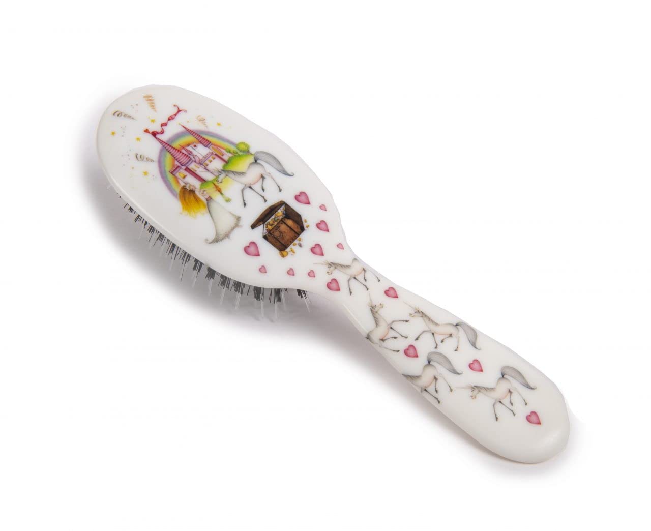 Rock & Ruddle Soft White Natural Boar Bristle Hairbrush for Babies and Young Children (Baby 6.9") - Perfect for Fine Hair Detangling and Smoothing - Designed & Made in UK - Unicorns Design - Image 2