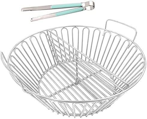 ZBXFCSH Ash Charcoal Basket with Divider Big Green Egg Accessories,Stainless Steel Grill Ash Baskets for The Large Big Green Egg,Kamado Joe Classic,Pit Boss,Louisiana & Other Grills