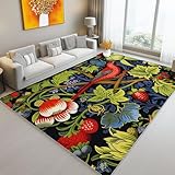 Alfombra Lavable para Sala de Estar 160 x 230 cm, Vistoso - Alfombra Antideslizante al desprendimiento William Morris Plantas y Hojas Pájaros Alfombras Estampadas para el hogar la Oficina