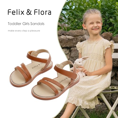 Image of Felix & Flora Toddler Girl Sandals - Little Girl Easter Dress Shoes Lightweight Open Toe Beach Holiday Flats