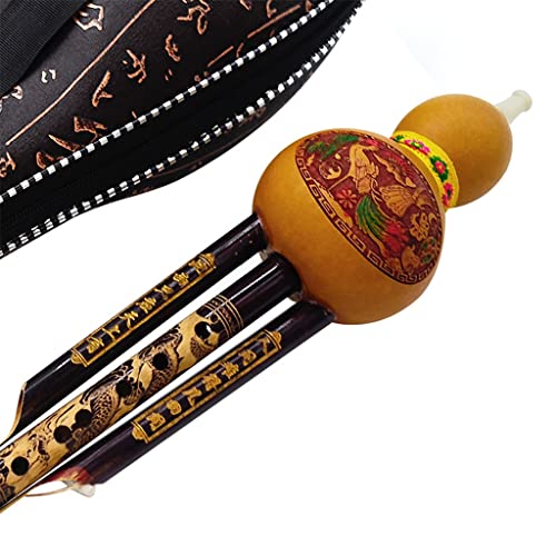 Flutes Hulusi C Key, Black Bamboo Chinese Hulusi, Dual Tone Cucurbit, B Flat Chinese Traditional Instrument, For Beginners Musical Amateurs (Size : C Key) #TOP3