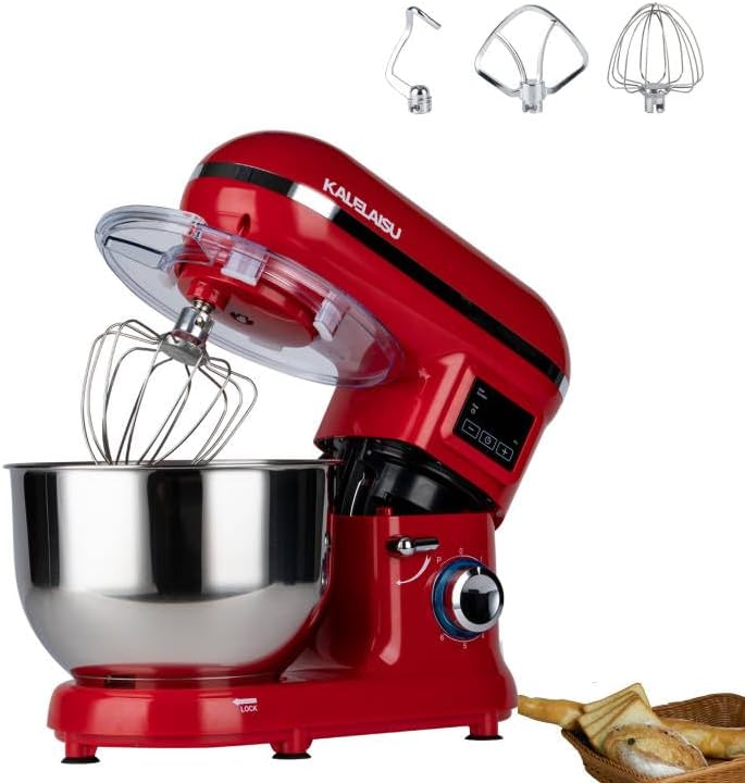 スタンドミキサー 5.5L大容量 99分タイマー機能 三種類アタッチメント