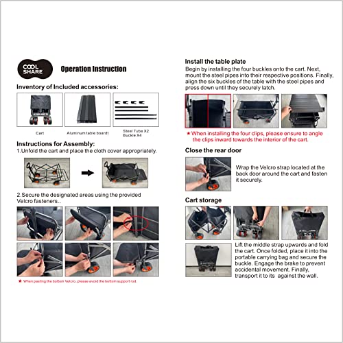 Coolshare Collapsible Wagon With Big Wheels,Portable Folding Beach Wagon Cart With 330Lbs Capacity,Heacy Duty Utility Foldable Wagon Cart With Aluminum Table And Gate Open Desgin For Camping,Garden #TOP6
