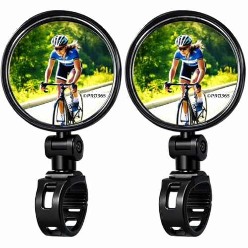Image of PRO365 Cycle Rear View Mirror & Memory Foam Bicycle Seat Combo | Adjustable Wide-Angle Handlebar Mirror | Waterproof Shock-Absorbing Bike Saddle with Reflective Strip