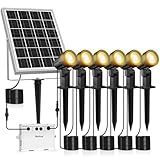 MEIHUA 6 in 1 Solar Spot Lights Outdoor Garden, Solar Spike Light 2700K Warm White, Garden Floodlight IP66 Waterproof, Landscape Spotlights for Yard Lawn Tree Statue