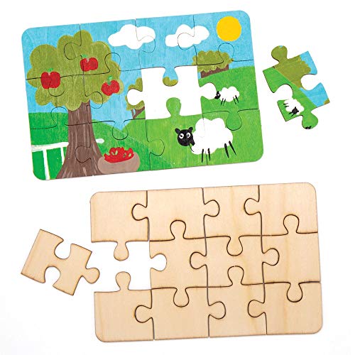 Baker Ross Puzzle in legno da decorare (confezione da 8) - Creazioni puzzle per bambini, da decorare