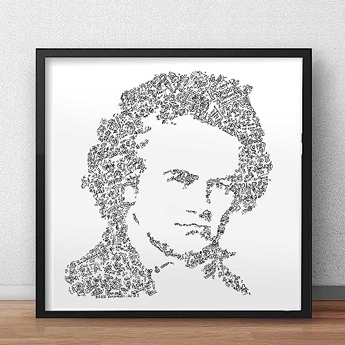 Ludwig Van Beethoven - una biografia all'interno del ritratto - illustrazione del poster del compositore sordo di musica classica (20x20cm)