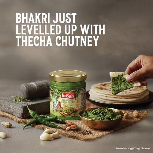 Image of Kissan Chilli Peanut Thecha Chutney, 200g, For Authentic Maharashtrian Taste, With Green Chilli, Garlic & Roasted Peanuts, Silbatta Like Texture, Ready To Eat, Nutty & Spicy Flavour