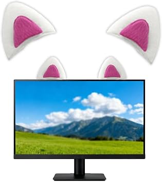 2pcs Cat Ear Monitor Decoration Cute Computer Monitor Decor Cute Cats Office Decor Cat Desk Accessories for Home Office Wind Red