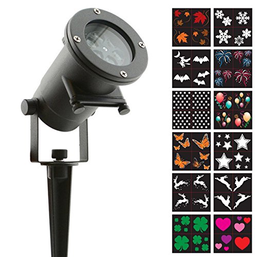 Night Stars LL01-HC Holiday Projector Light, 12 Patterns Waterproof Moving Rotating Projector Indoor