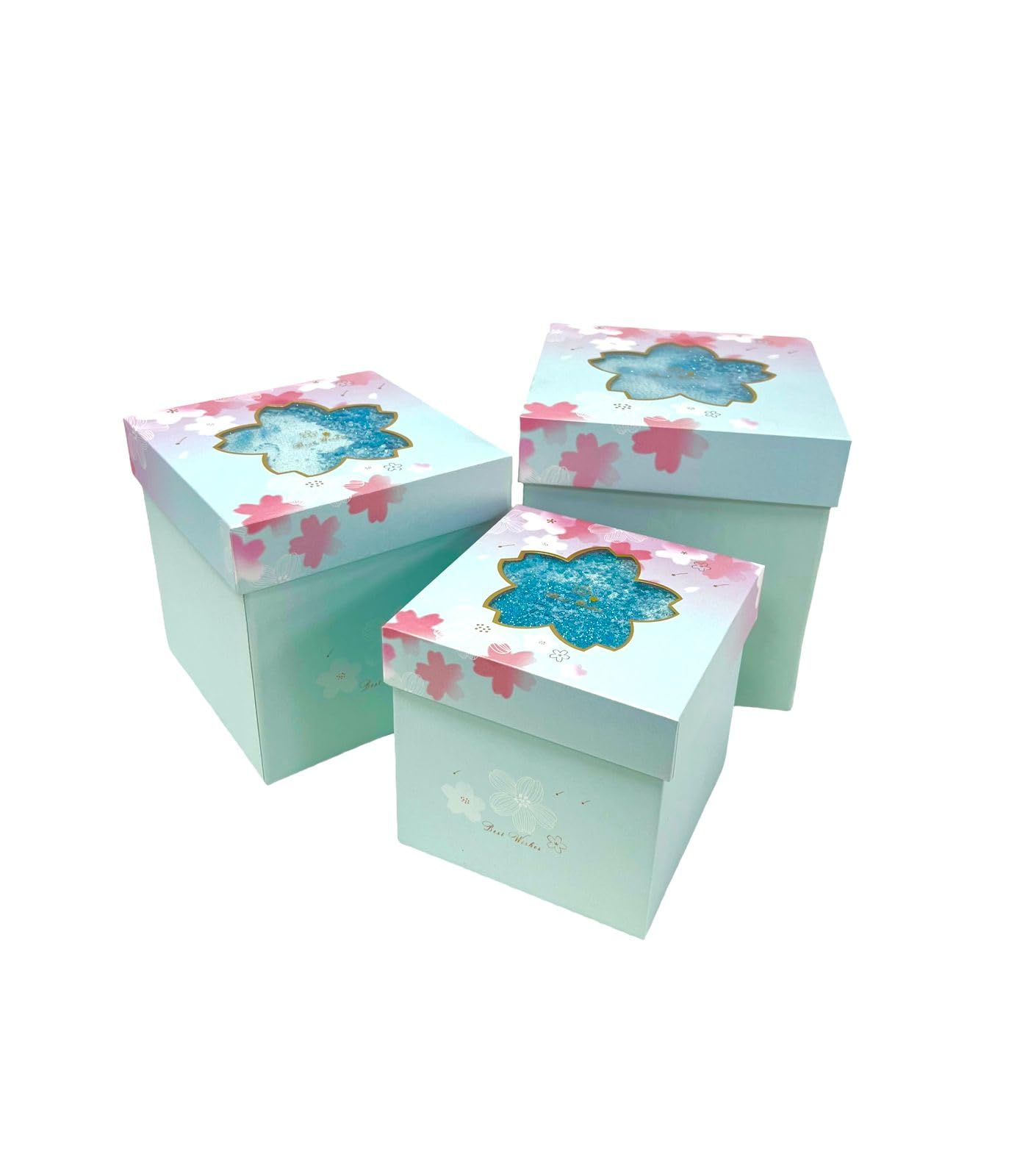 Delopik Gift Boxes Square Gift Box with Lid, 3 Pcs, Bridesmaid Proposal Gift Box-Cupcake Boxes-Godmother-Groomsmen Proposal Gift Box-Birthday Gift Box-Party-Wedding -FR65 (blue)