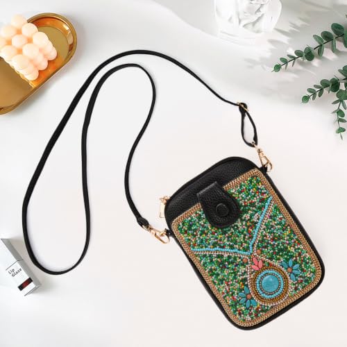 Image of Women's Small Crossbody Cell Phone Bag, Boho Colorful Beaded Purse Wallet with Handmade Cute Patterns