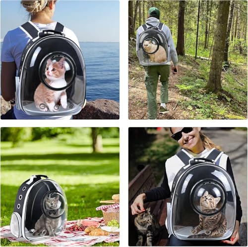 Image of Petzlifeworld Transparent Space Bubble Portable Pet Backpack Travel Carrier, Convenient Travel for Small Dog and Cat | Waterproof, Comfortable and Breathable (Blue)